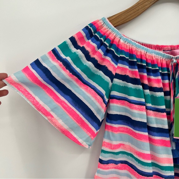 Lilly Pulitzer Off the Shoulder Sain Top in Sandy Shell Stripe Multicolor Size S - Picture 9 of 12